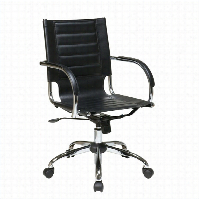 Avenue Six Rinidad Office Cha Ir With Fixed Padded Arms And Chrome In Black
