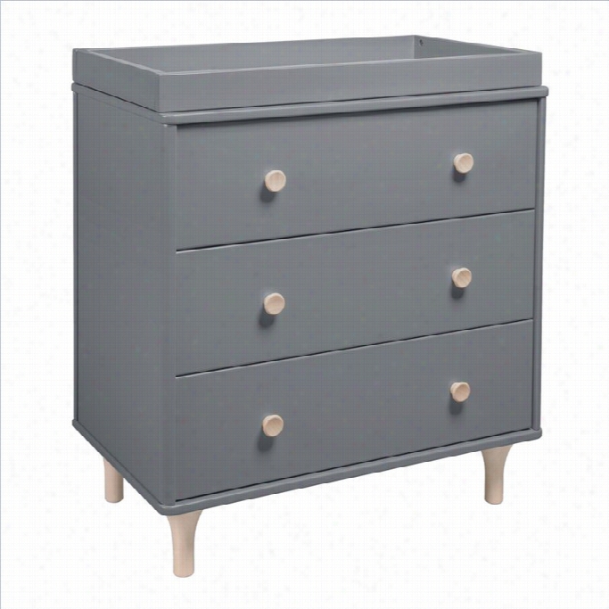 Babyletto Lloly 3-drawer Dreswer Changer In Grey And Washed Ntural