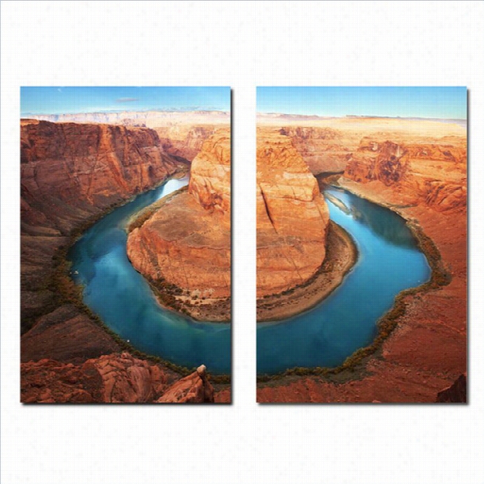 Baxton Studio Wraparou Nd Waterway Mounted Print Diptych In Milticolor
