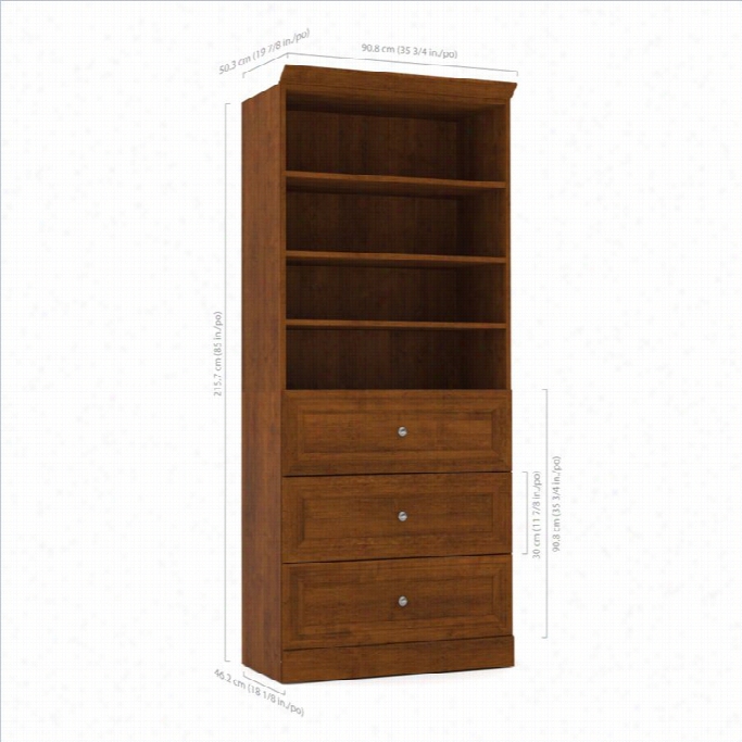 Bestar Versatile 36 3-drawer Storage Uniit In Tuscany Brown
