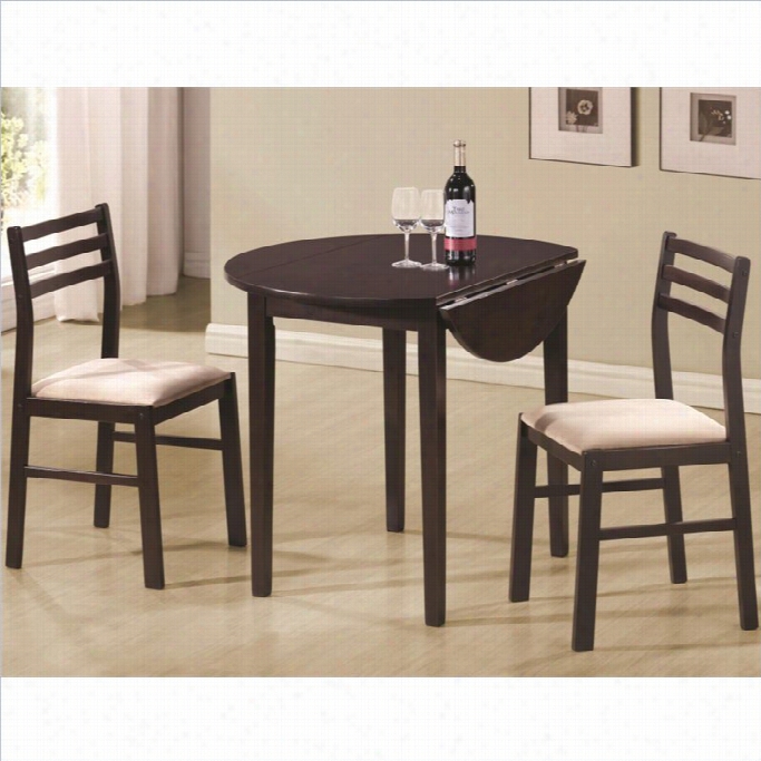 Coaster Dinettes Casual 3 Piece Table And Chair Set In Rich Cappuccino