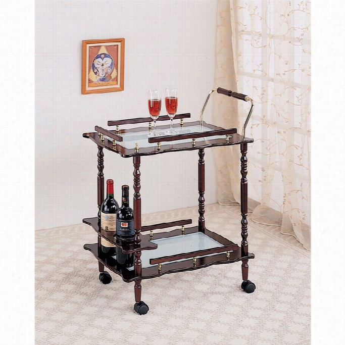 Coaster Glass Top Kitchen Cart In Cherry