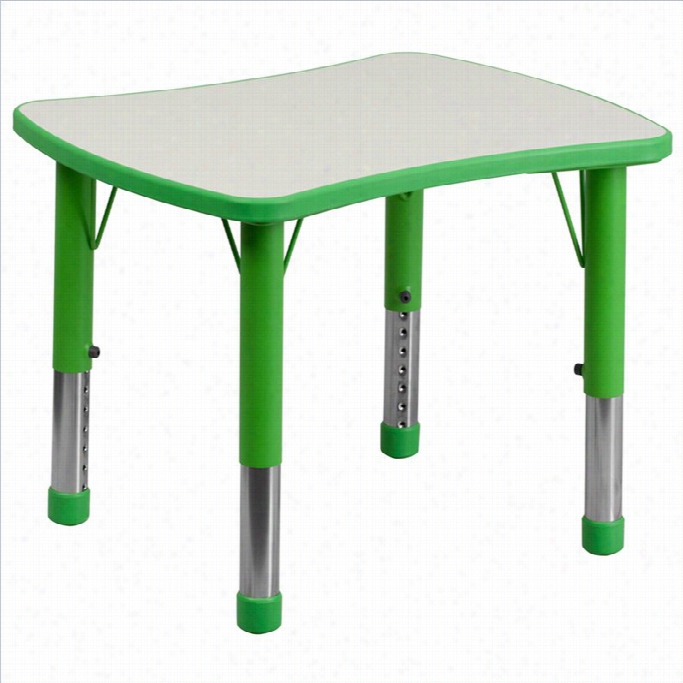 Flsah Furniture Curved Rectangular Plastic Actiivity Table In Green