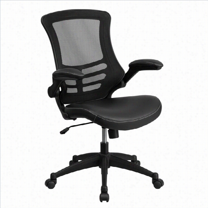 Flash Furniture Mid-back Mesh Leather Office Chair In Black