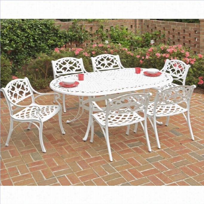 Hoke Style Biscayne 7 Piece Met Al Patio Dining Set In White