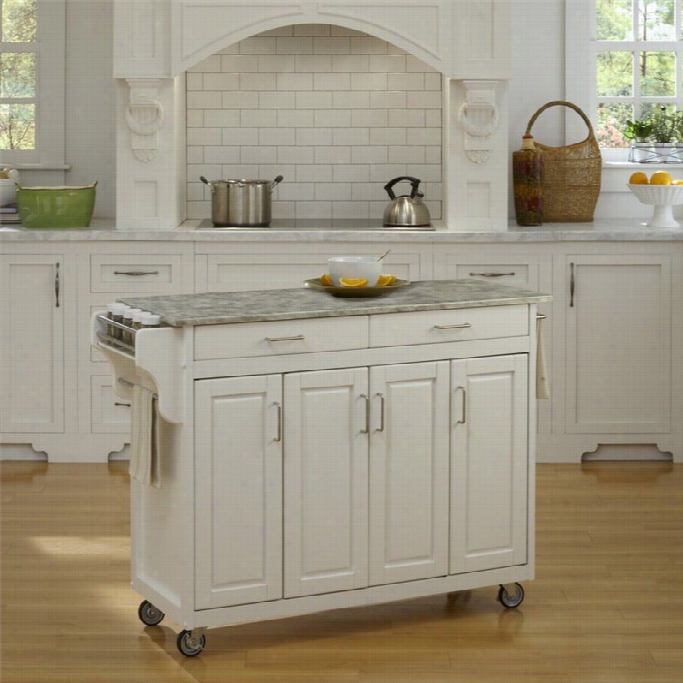 Home Sttyles Create-a-cart Concrete Top Kitchen Cart In White