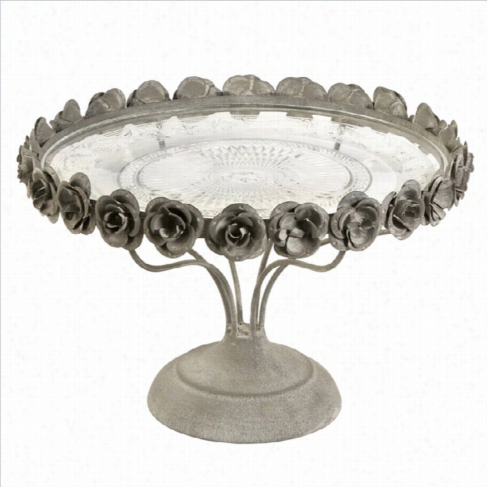 Imax Corporation Rose Pedestal Cake Plate In Grey