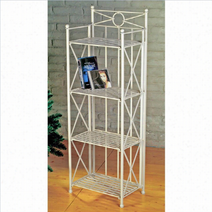 International Caravan Camden 4 Tier Folding Bakers Rack In White