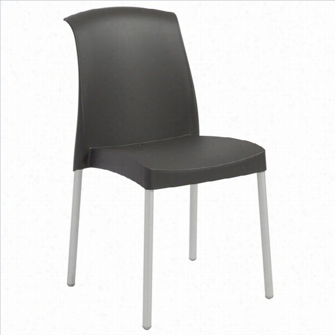 Italmodren J Enny Stacking Dining Chair In Anthracite And Aluminum