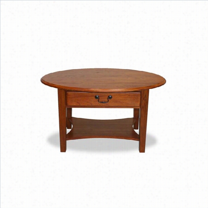 Leick Furniture Shaker Oval Coffee Table In Medium Oak Finish