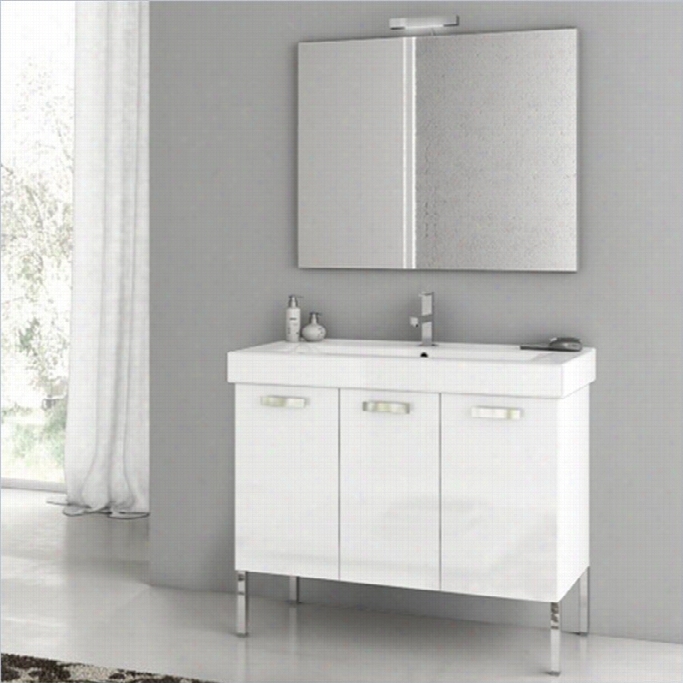 Nameek's Acf 37 Cubical 5 Pieces Tandinng Bathroom Vanity Set In Glossy White