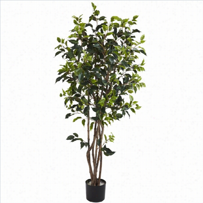 Nearly Natural 5' Ficus Bushy Slik Tree In Green