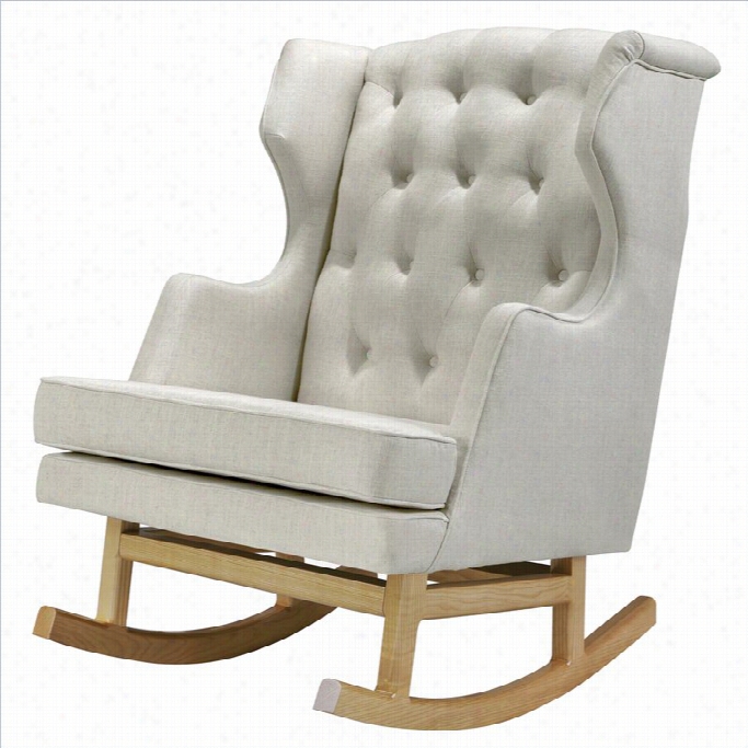 Nursery Wroks Emire Rocker In Oatmeal Weave Fabric With Light Legs