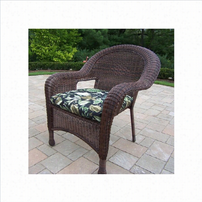 Oakland Livin G Ressin Wicker Arm Chair Wigh Cushion In Coffee (s Et Of 2)