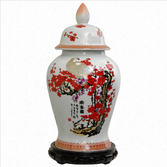 Oriental Furniture 18 Cehrry Blossom Temple Jar In Multicolor