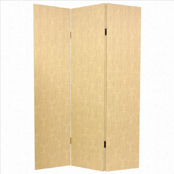 Oriental Furniture 6 ' Tall Snakeskin Room Divider In Beige