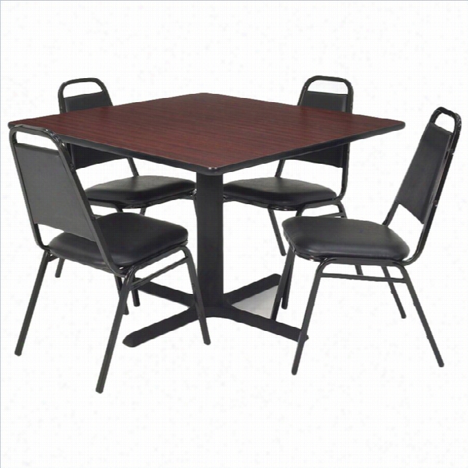 Regency 5 Piece Dining Set In Black And Mahogany-42 Inch