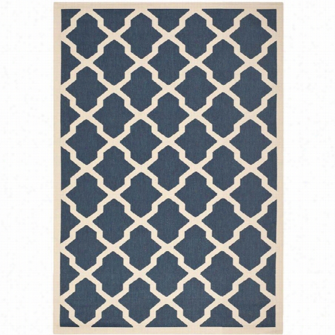 Safavieh Courtyard Polypropylene Small Rectangle Rug Cy6903-268- 4 In Navy And Beigw