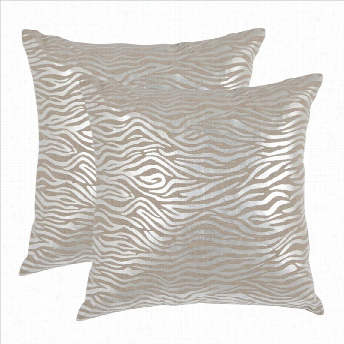 Safavieh Demi Pillow 18-inch Decorative Pillows In Silver (set Of 2)