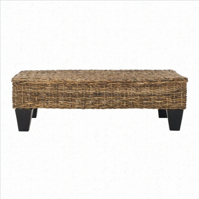 Safavieh Leary Wicker And Wooden Bench In Natural