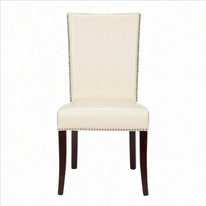 Safavieh Reade Leather Dining Chair In White (set Of 2)
