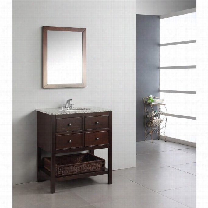 Simpli Home Burnaby 31 Bath Vanity With Granite Top In Dark Walnut