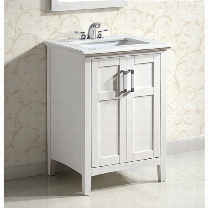 Simpli Home Winston 25 Bath Vanity With Qurtz Marble Top In White