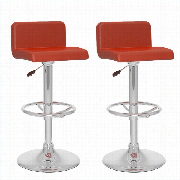Sonax Corliving 33 Low Back Bar Stool In Red (set Of 2)