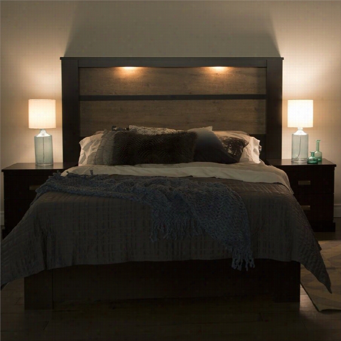 South Shorre Gloria Queen Panel Bed In Chocolate Andd Oak