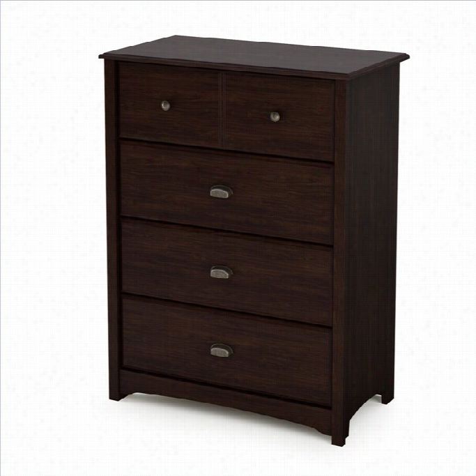 South Shore Nathan 4 Drawer High  Chest In Havana Finish