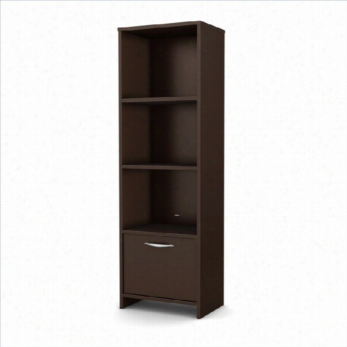 South Shore Step One Shelf  Bookcase In Chocollate