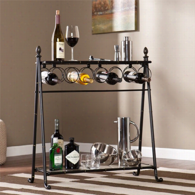 Southern Enterprises  Mainz Wine Table In Black And Bronze