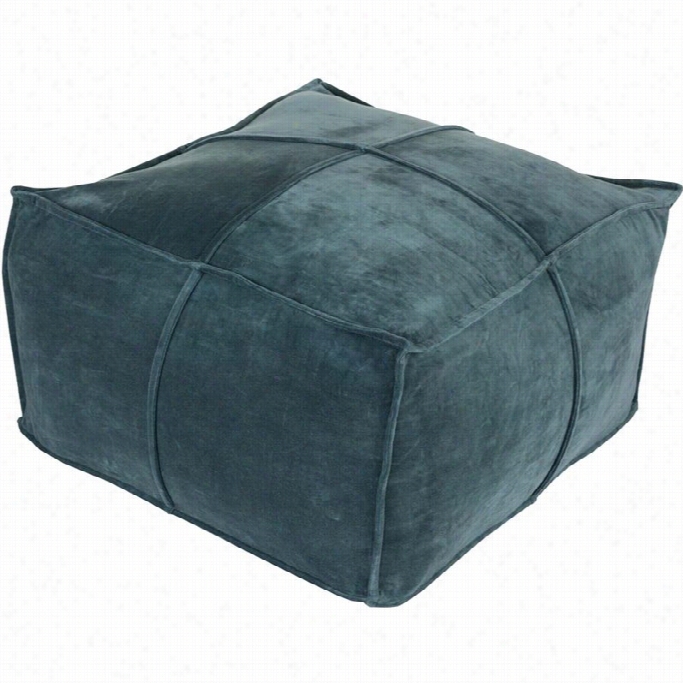 Surya Cotton Velvet Cube Pouf Otto Man In Teal