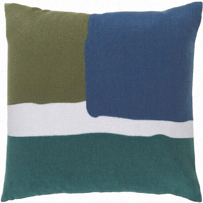 Surya Harvey Poly Fill 20 Square Pillow In Green And Blue