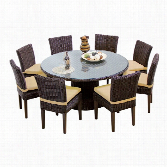 Tkc Venice 60 9 Piece Wicker Patio Diningset In  Sesame