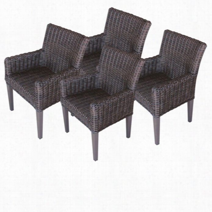 Tkc Venice Wicker Paatio  Arm Dining Chairs In Espresso (set Of 4)