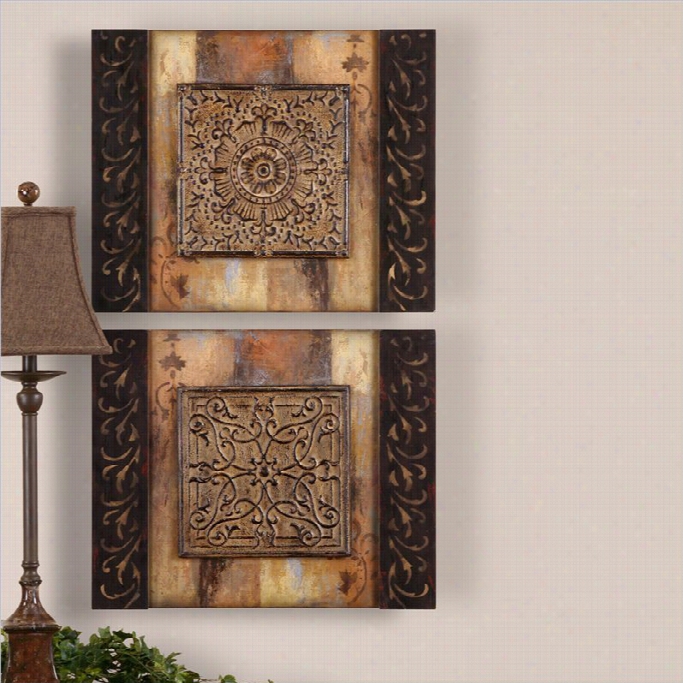 Uttermost Ornamentational Block Rameless Metal Art (set Of 2)