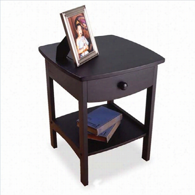 Winsomebasics Solid Wood End Table / N Ightstand In Black