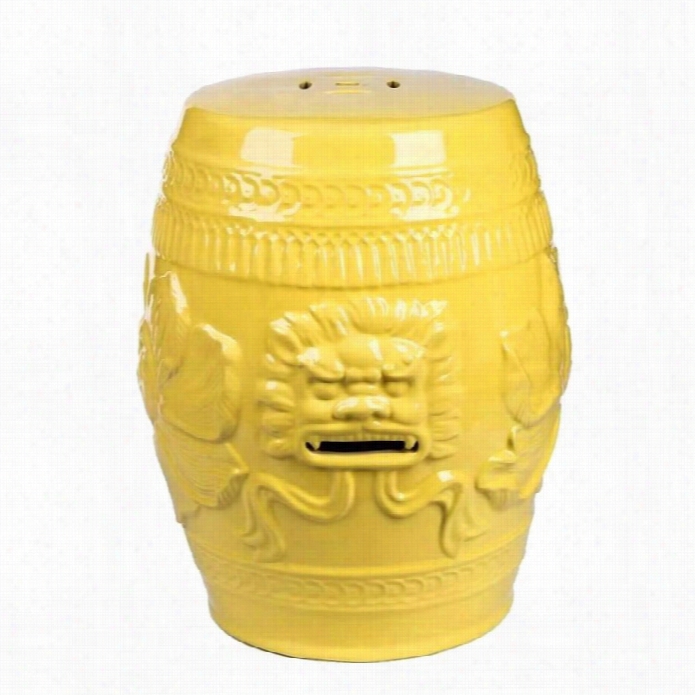 Abbyson Living Ceramic Garden Stool In Yellow