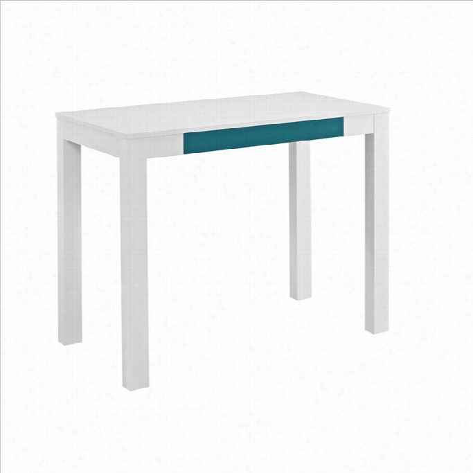 Altra Furniture Parso Ns 1 Drawer Home Office Desk In White And Teal