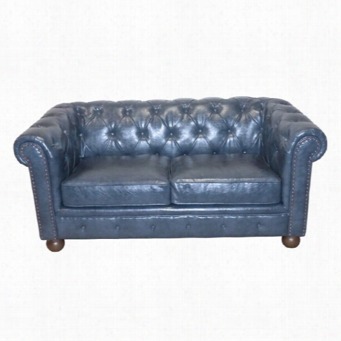 Armen Living Winstoh Vintage Leathe Rloveseat In Blue