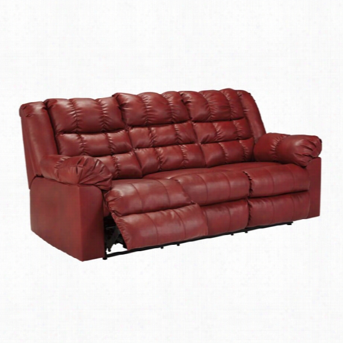 Ashley Brolayne Leather Reclining Sofa In Garnet