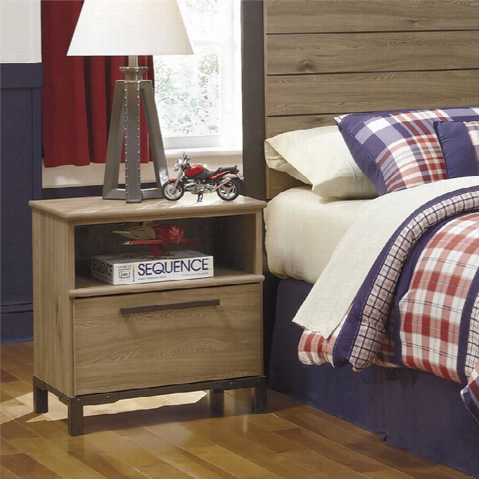 Ashley Dexifirld 1 Drawer Wood Nightstand In Dry Brown