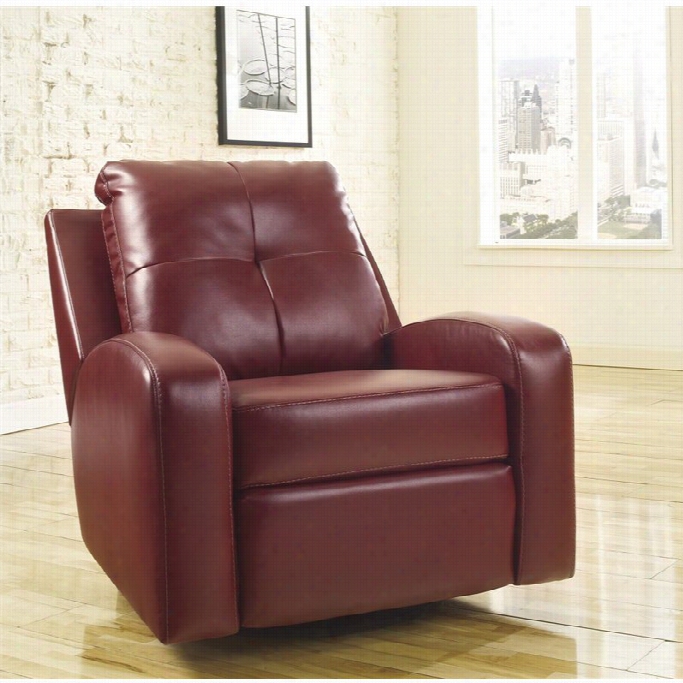 Ashley Furniture Mannix Leather Swivel Glider Recliner In Red