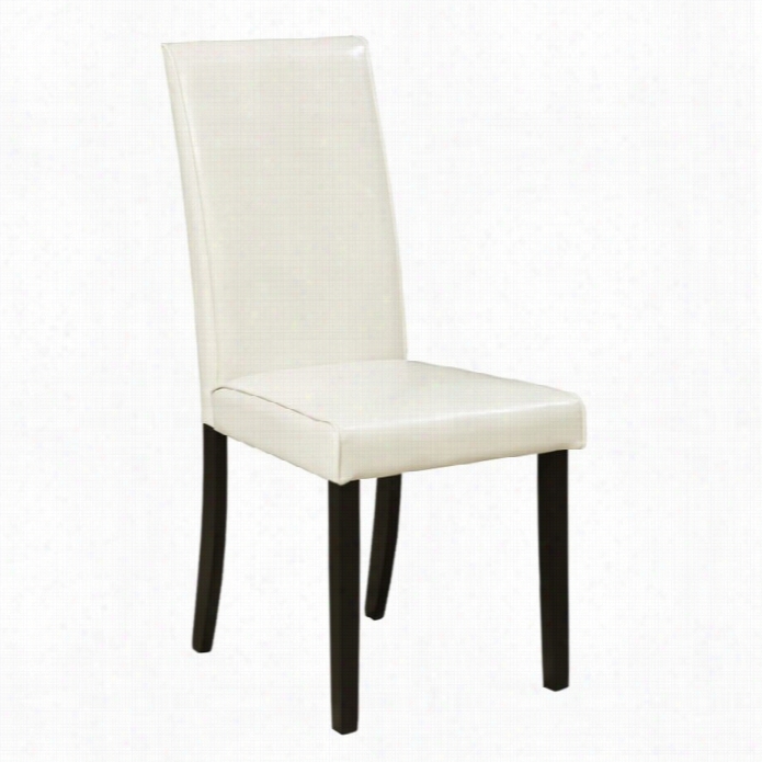 Ashley Kmonte Faux Leather Ddining Side Chair In Ivory