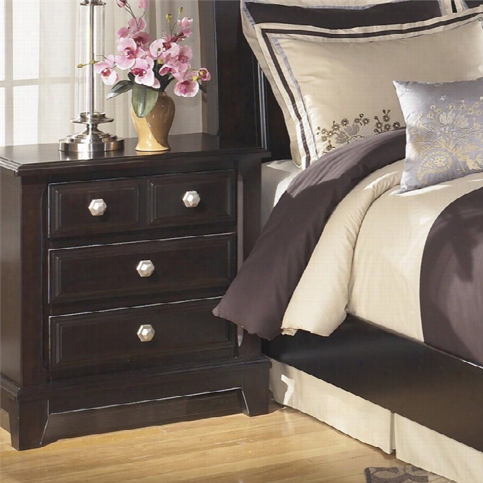 Ashley Rridgley 3 Drawer Wood Nightstand In Dark Brown