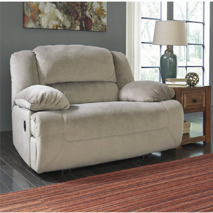 Ashley Toletta Fabric Wide Seat Power Recliner In Granite