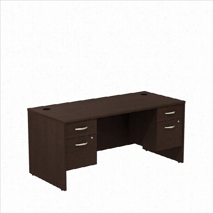 Bush Bbf Series C 66 Gehenna Desk With 2 3/4 Pedestals In Mocha Ccherry