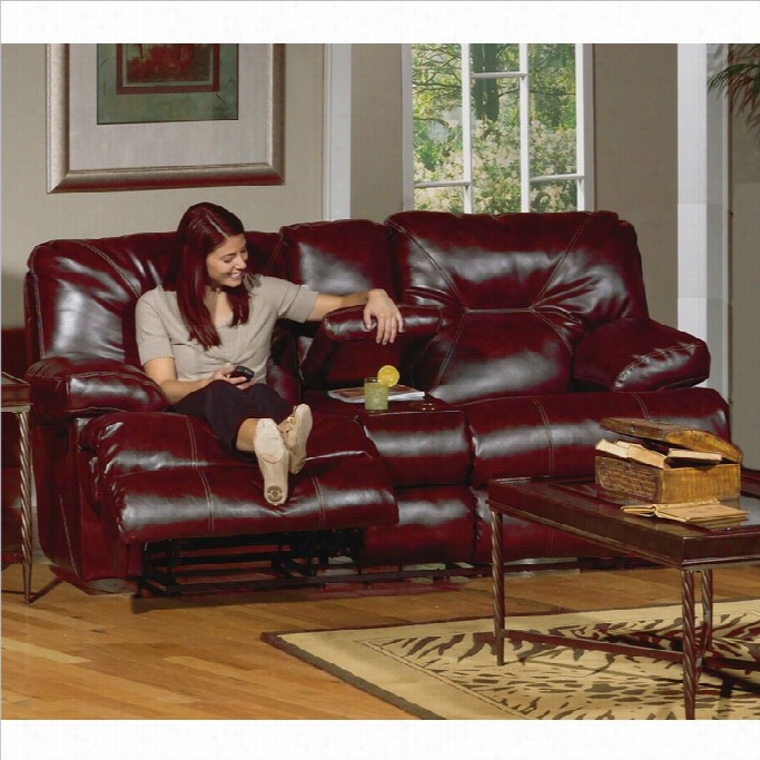 Catnapper Cortez Leather Rreclining Solace Loveseat N Red