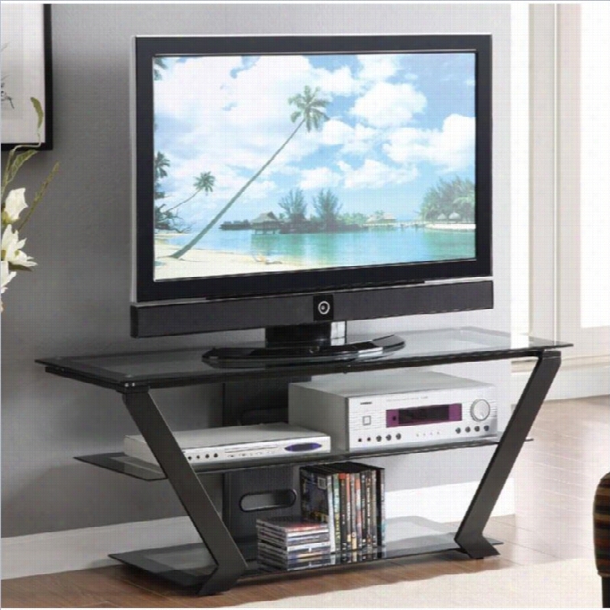 Coaster 50 Tv  Stand In Black With Metal Base